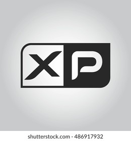 Logo letter XP with two different sides. Negative or black and white vector template design