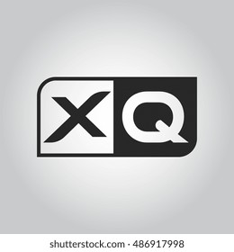 Logo letter XQ with two different sides. Negative or black and white vector template design