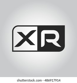 Logo letter XR with two different sides. Negative or black and white vector template design