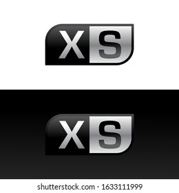 Logo letter XS with two different sides. Negative or black and white vector template design vector