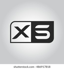Logo letter XS with two different sides. Negative or black and white vector template design