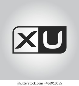 Logo letter XU with two different sides. Negative or black and white vector template design