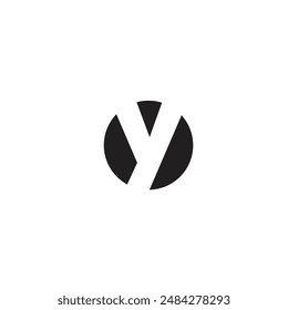 Logo letter Y circle round black design with blank background