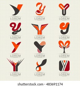 Logo letter y. Element and abstract web Icon vector symbol set. Unusual sign icon and sticker set. Graphic design easy editable for Your design.