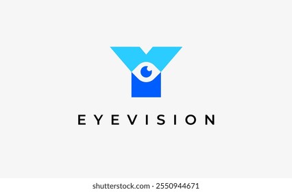Logo Letter Y and Eye Vision. Digital, visual with modern and minimalist concept. Editable file.