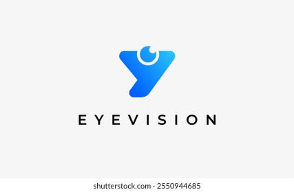 Logo Letter Y and Eye Vision. Digital, visual with modern and minimalist concept. Editable file.