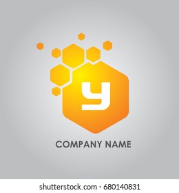 Logo Letter Y with Hexagon Background