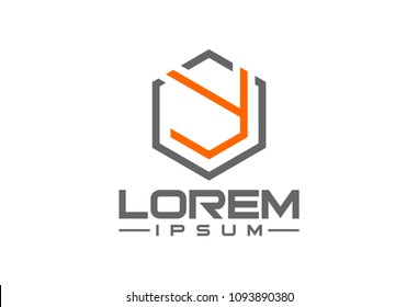 logo letter y hexagonal line