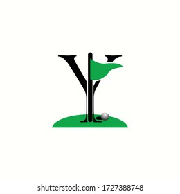 logo letter y with icon flag golf vector design