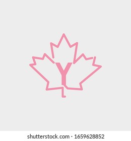 logo letter y with icon maple leaf vector design
