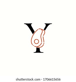 logo letter y with icon steak beef vector design