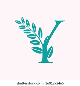 logo letter y with leaf vector design