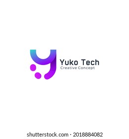 Logo letter Y minimalist line art technology