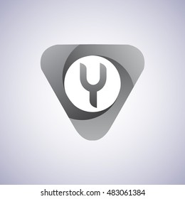 logo letter Y rounded in the triangle shape, Vector design template elements for your application or company identity.