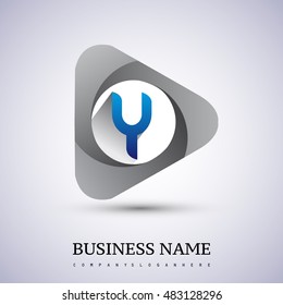 logo letter Y rounded in the triangle shape, Vector design template elements for your application or company identity.