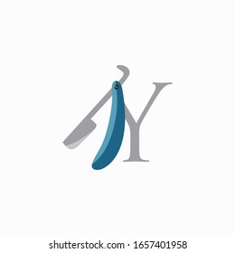 logo letter y with Shaver barber vector design 