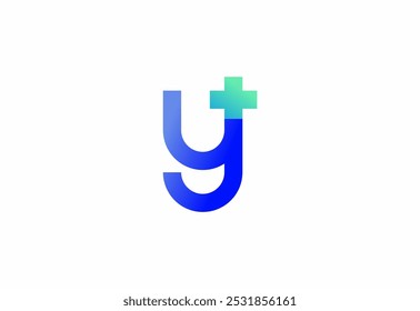 Logo letter Y with symbol medical plus, Creative template for hospital and healthcare.