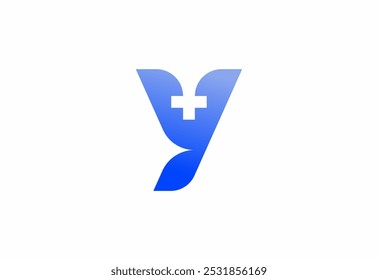 Logo letter Y with symbol medical plus, Creative template for hospital and healthcare.