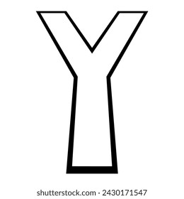 Logo letter y, tall slender font letter Y perspective height