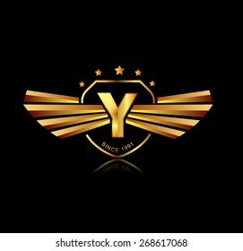 Logo or Letter Y winged crests logo. Concept of Y logo designs. Modern and Gradient Design.