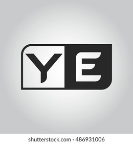 Logo letter YE with two different sides. Negative or black and white vector template design
