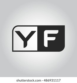 Logo letter YF with two different sides. Negative or black and white vector template design