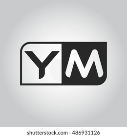 Logo letter YM with two different sides. Negative or black and white vector template design