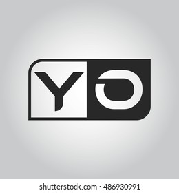 Logo letter YO with two different sides. Negative or black and white vector template design