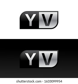 Logo letter YV with two different sides. Negative or black and white vector template design vector