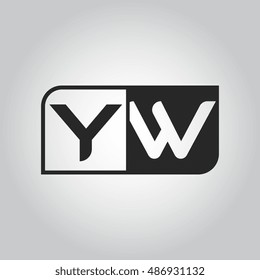 Logo letter YW with two different sides. Negative or black and white vector template design
