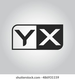 Logo letter YX with two different sides. Negative or black and white vector template design