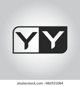 Logo letter YY with two different sides. Negative or black and white vector template design