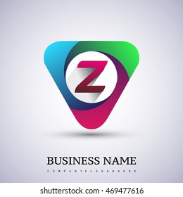 logo letter Z colorful icon in the triangle shape, Vector design template elements for your application or company identity.