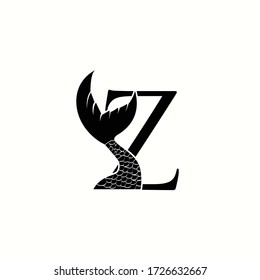 logo letter z with icon fish tail vector design