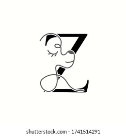 logo letter z with icon pretty dog line vector design