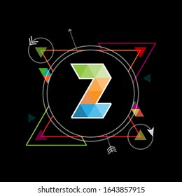 logo letter Z. modern template. geometric design. colorful texture. black background. for company logo icons, technology, digital and graphic design. illustration vector