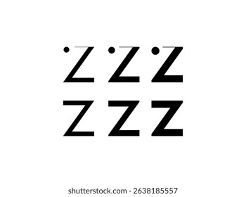 Logo letter Z, new font alphabet, set of six different thicknesses (regular, bold, thick) for your brand name design, vector illustration 10 EPS
