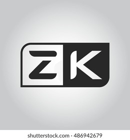Logo letter ZK with two different sides. Negative or black and white vector template design