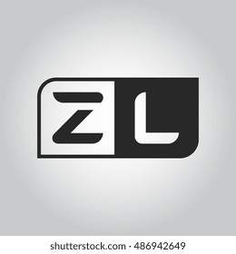 Letra con logo ZL con dos lados diferentes. Diseño de plantillas vectoriales negras y blancas
