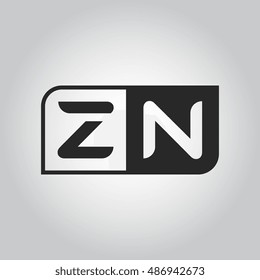 Logo letter ZN with two different sides. Negative or black and white vector template design