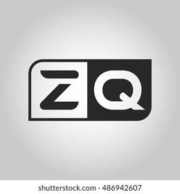 Logo letter ZQ with two different sides. Negative or black and white vector template design