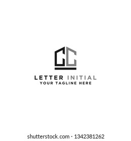 Logo lettering CC design, linear style business logo design. - Vector