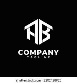 Logo letters AB Hexagon Initials Monogram with arrow up