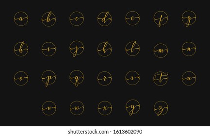 logo letters A-Z. handwriting circle icon sign symbol vector illustration.