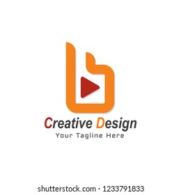logo letters b with button play