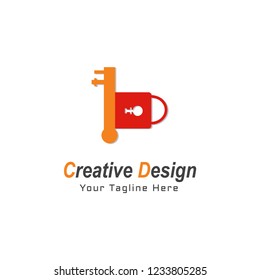 logo letters b with key and padlock
