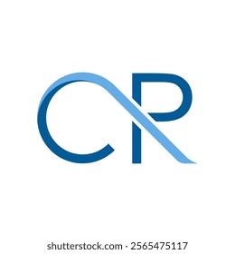 logo with letters "C" and "R" intertwined in a flowing, wave-like design. conveys movement, connection, and a sense of fluidity, for businesses in technology, healthcare, or environmental fields