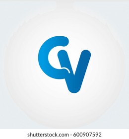 logo letters cv blue