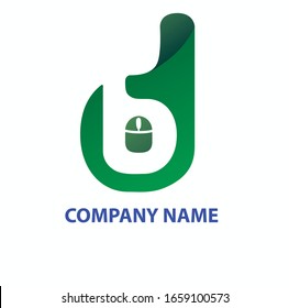 Logo of letters d with letters b on negative space in green color