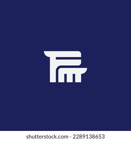 Logo with letters F and M in the form of a silhouette of animal with legs, ears and tail. Logotype, monogram or initials. Vector. FM - design element or icon.